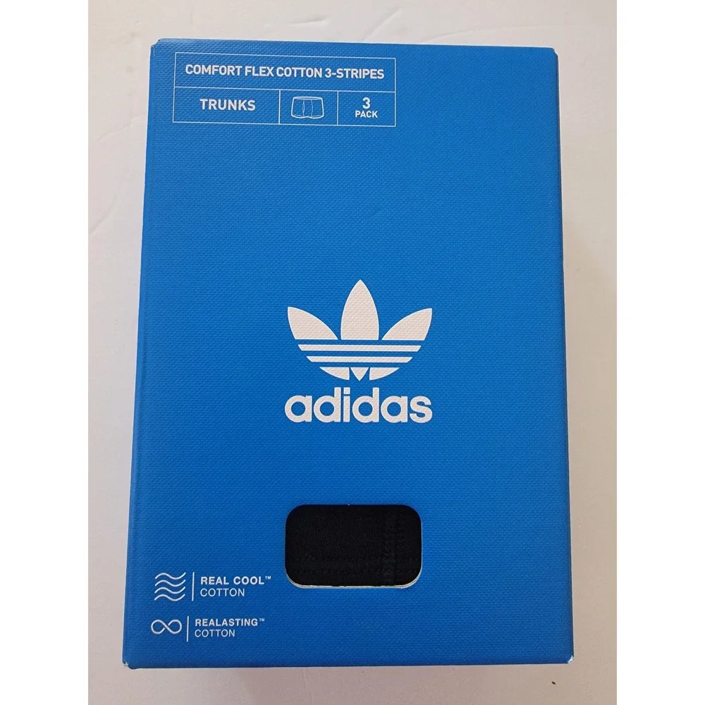 Adidas Mens 3 Pack Comfort Flex Cotton Trunks Black Small 4A1M51